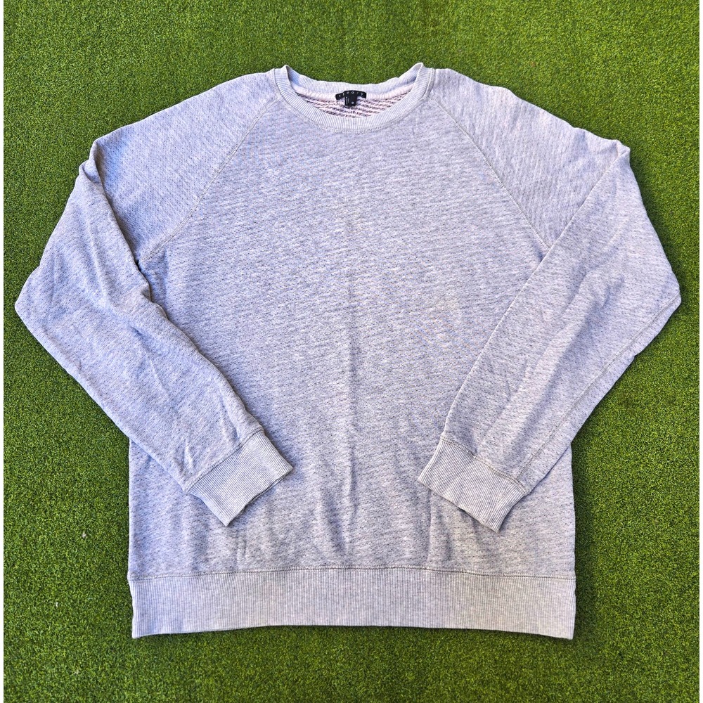 Theory Men's Gray Crew Neck Pullover Sweatshirt Cotton long sleeve Size M